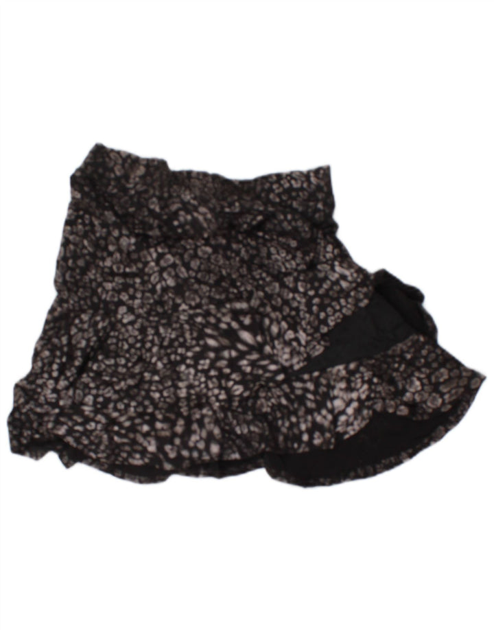 Mini saia assimétrica feminina OASIS pequena W27 preta com estampa animal