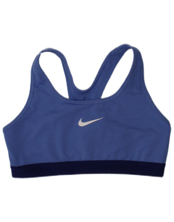 Sutiã esportivo Nike feminino Dri Fit Graphic Top médio azul poliéster esportivo