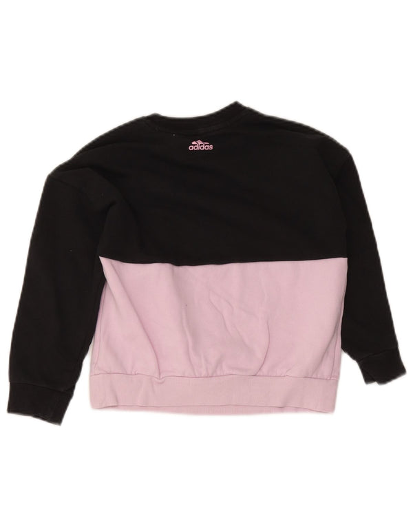Suéter de moletom oversized Adidas para meninas de 6 a 7 anos, preto, algodão colorblock