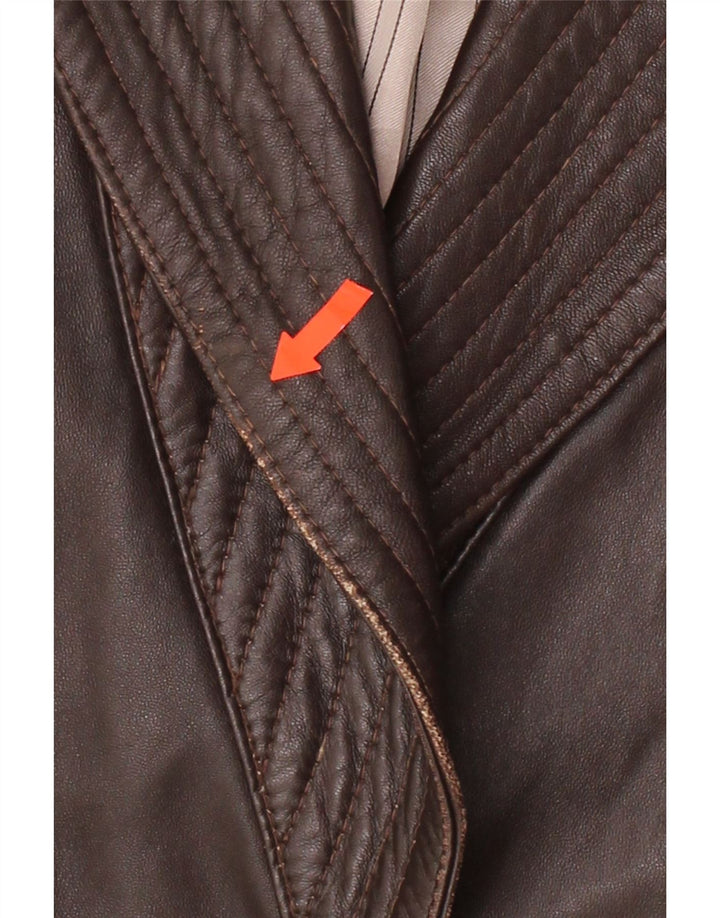 YOUR SIXTH SENSE Womens Leather Coat EU 40 Medium Brown Leather Vintage Your Sixth Sense and Second-Hand Your Sixth Sense from Messina Hembry 