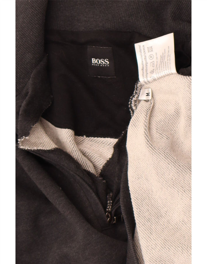 Hugo Boss moletom masculino com zíper e gola alta algodão cinza médio