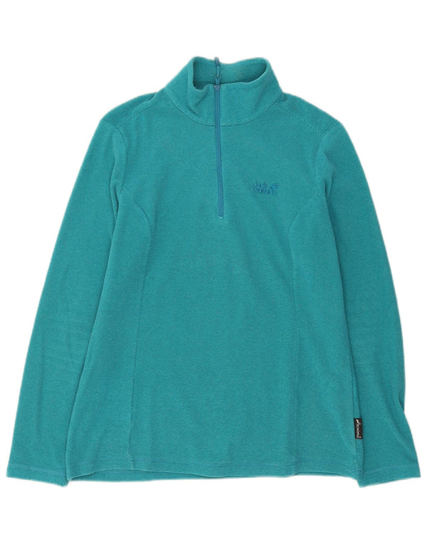 Suéter de lã feminino Jack Wolfskin com zíper e gola UK 14 médio turquesa