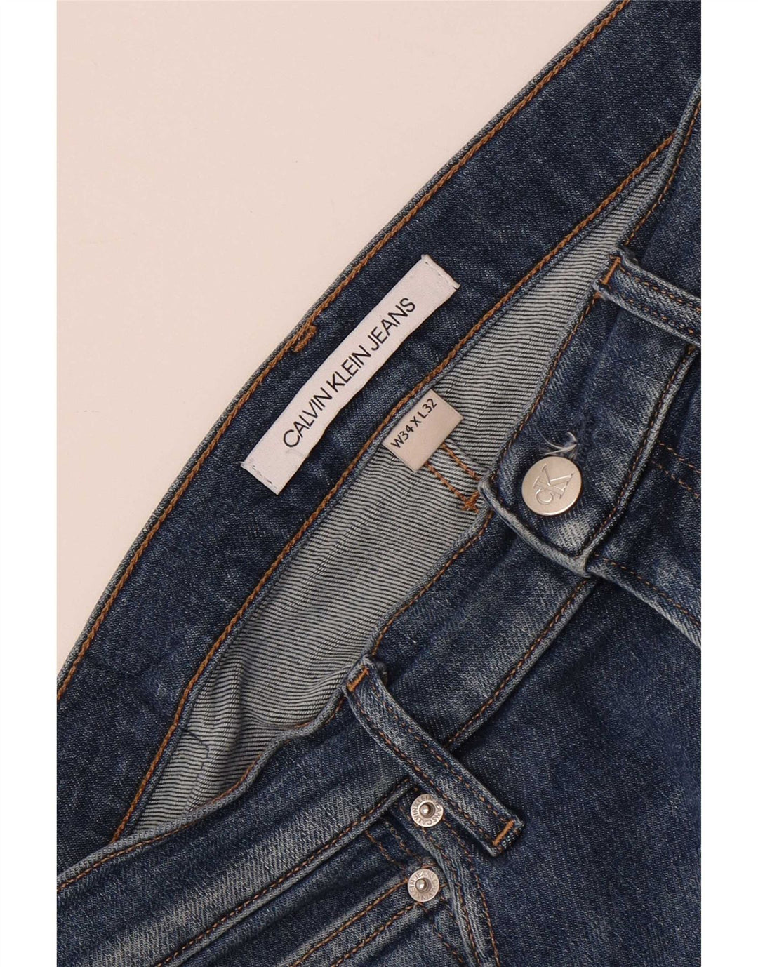 Calça jeans reta masculina Calvin Klein W34 L32 azul