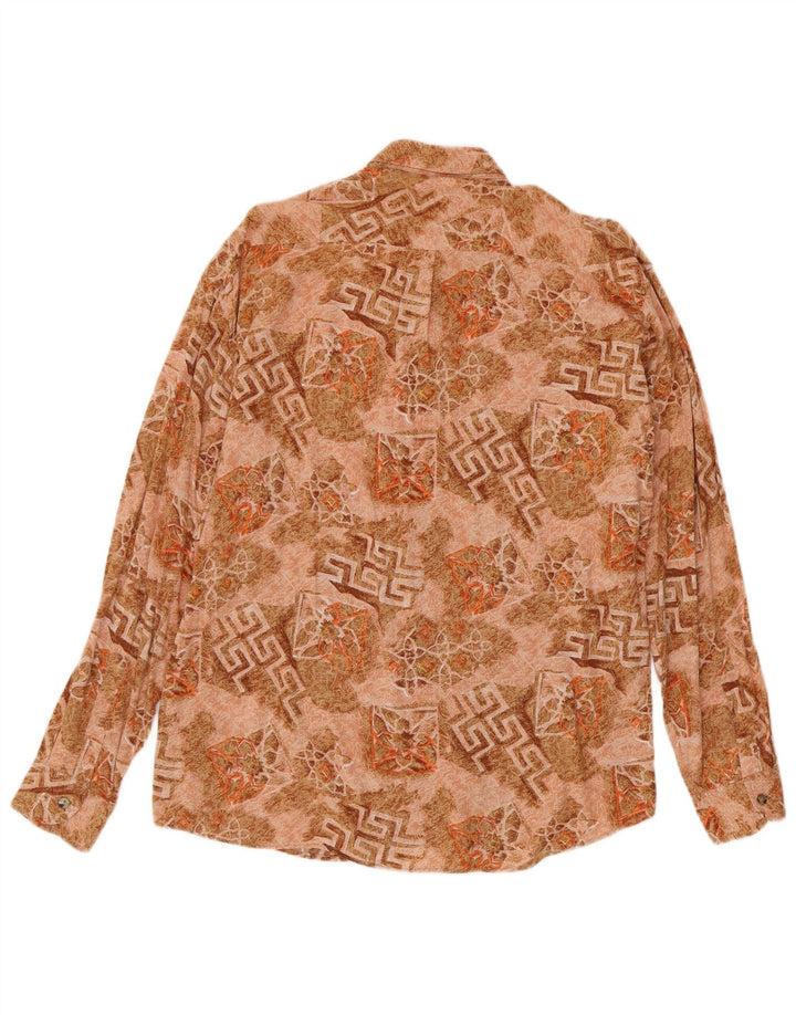 Camisa Masculina Vintage XL Marrom Geométrica