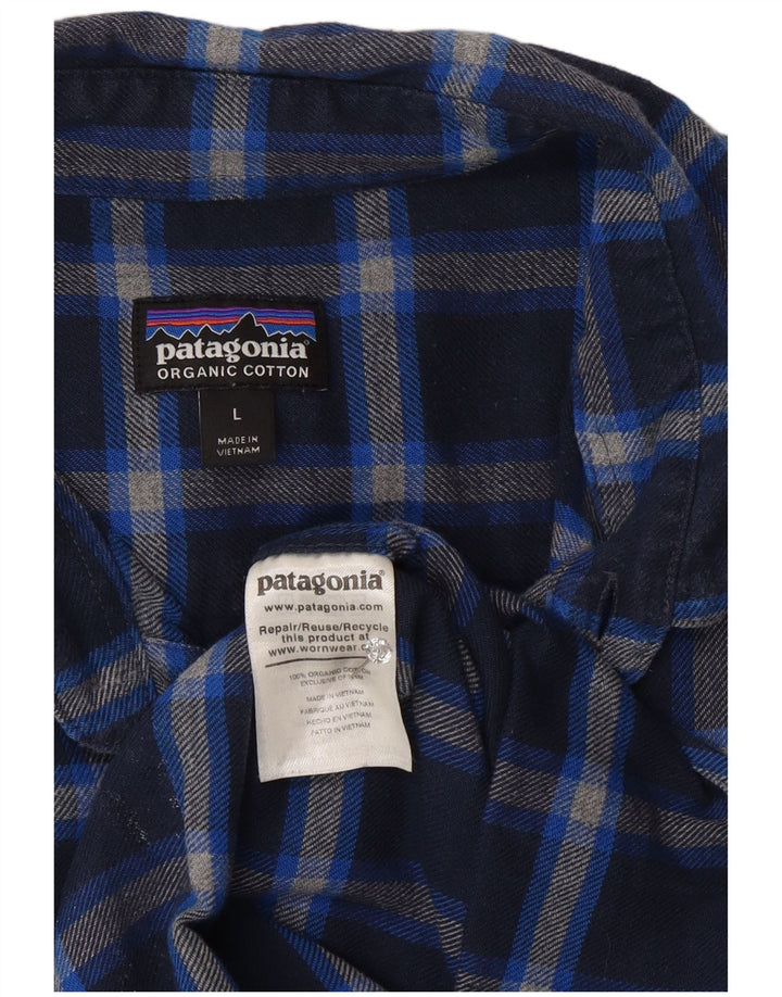 Camisa masculina de flanela Patagonia grande algodão xadrez azul