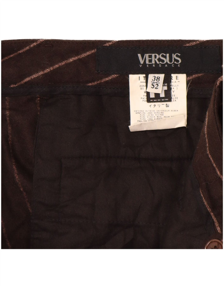 Calça feminina Versus casual VERSACE IT 52 2XL W38 L29 listrada marrom
