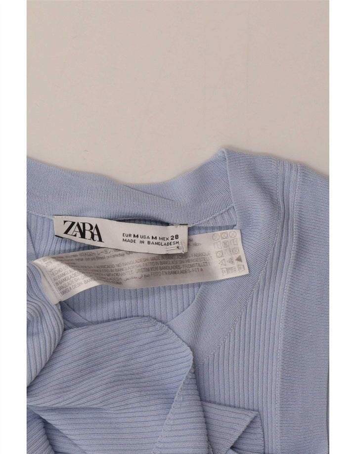Colete feminino Zara UK 12 viscose azul médio