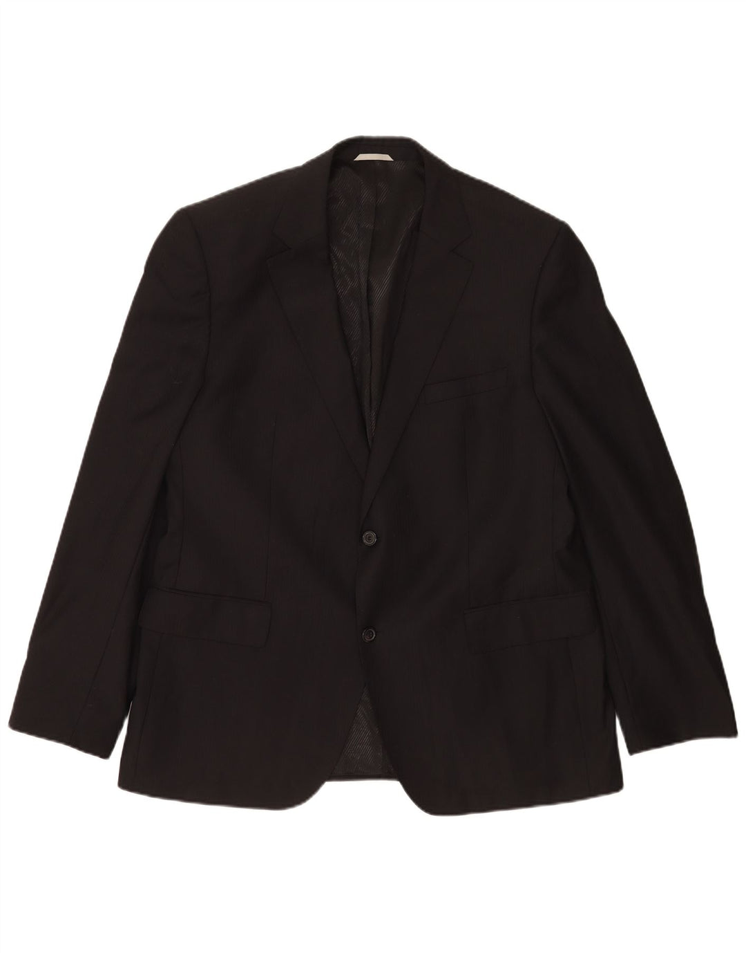 Jaqueta blazer masculina de 2 botões Hugo Boss EU 56 3XL lã virgem listrada preta