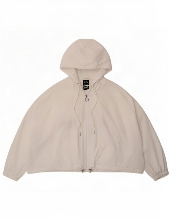 Jaqueta de chuva feminina Zara Star Wars com capuz grande tamanho Reino Unido 10 algodão branco pequeno