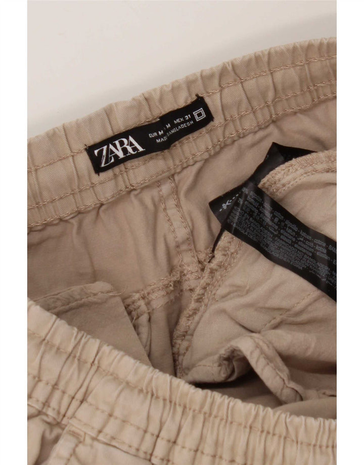 Zara Mens Joggers Cargo Calças Médio W31 L27 Algodão Cinza