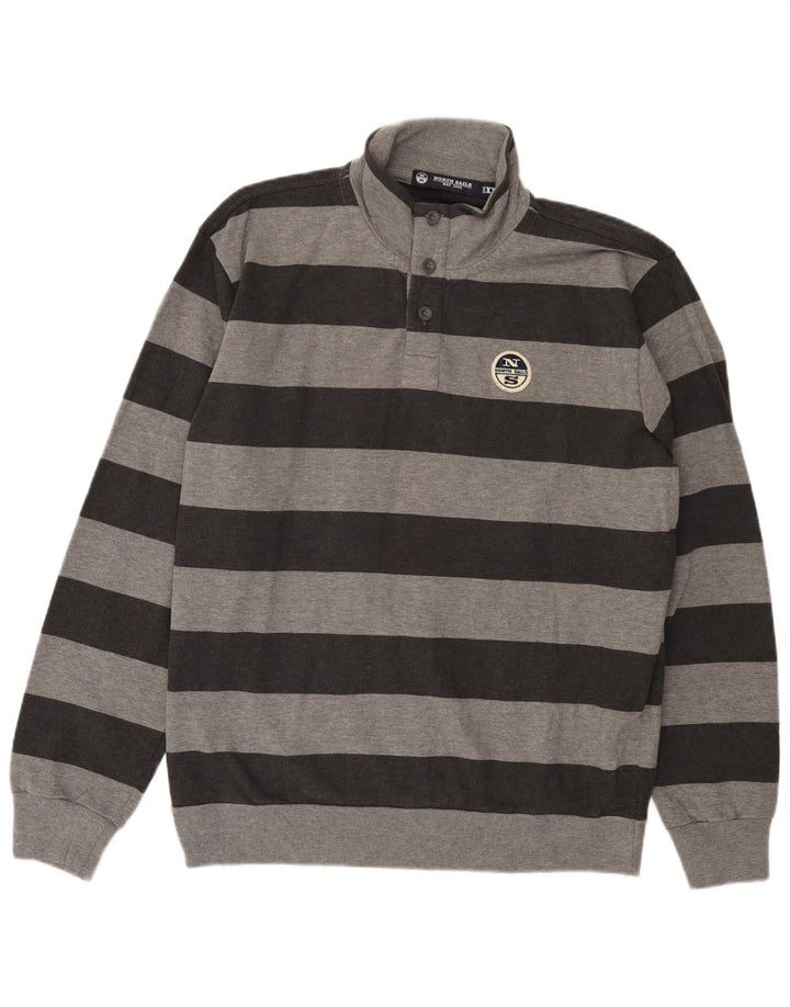 Moletom masculino North Sails com gola redonda e algodão listrado cinza 2XL