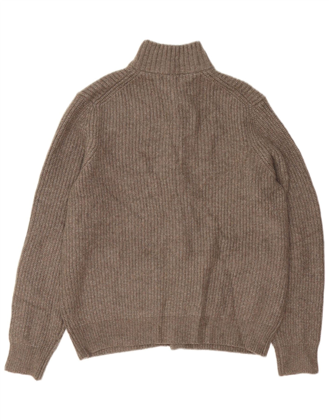 Suéter cardigã masculino Marks & Spencer grande lã manchada marrom