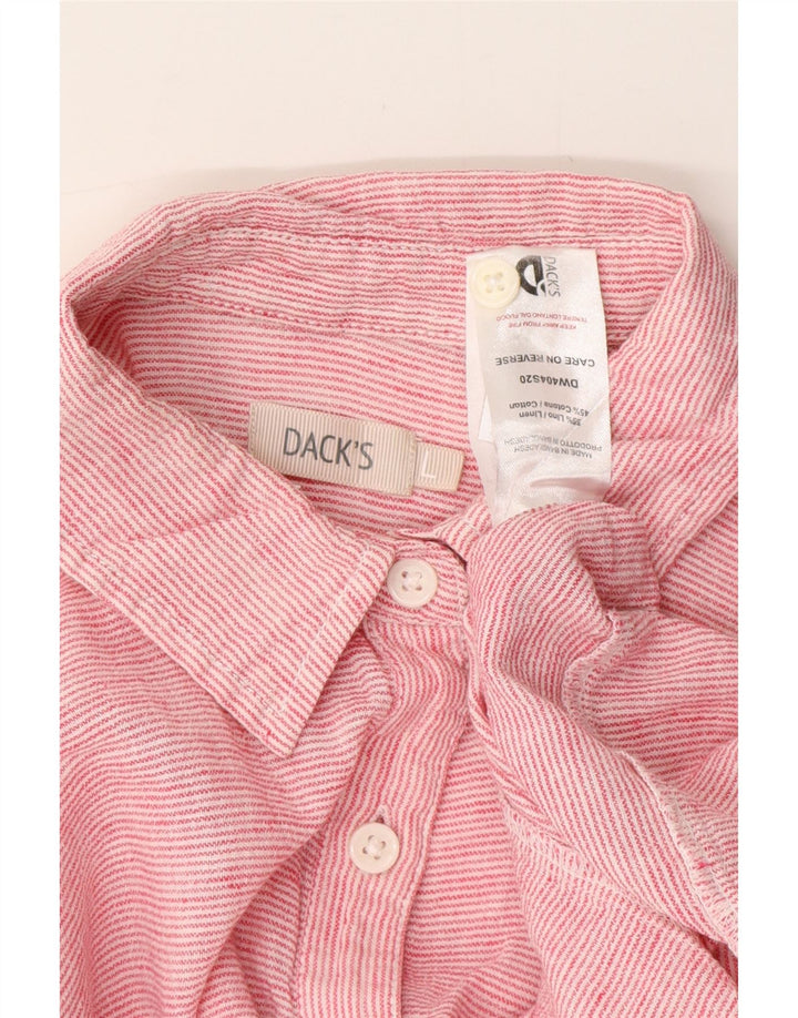 Blusa feminina pulôver DACK'S Reino Unido 16 grande linho rosa risca de giz