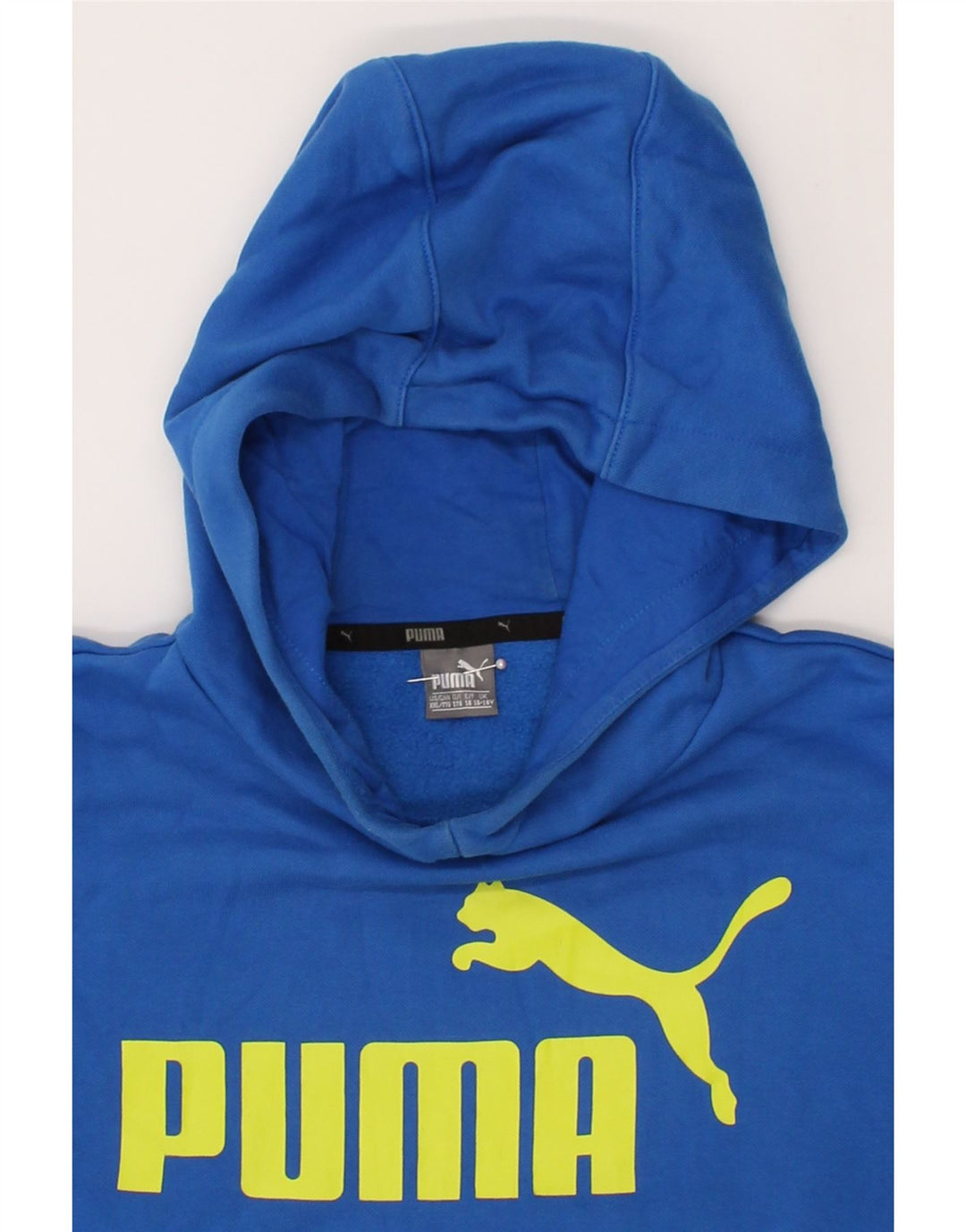 PUMA Boys Graphic Hoodie Jumper 15-16 Years Blue Cotton Vintage Puma and Second-Hand Puma from Messina Hembry 