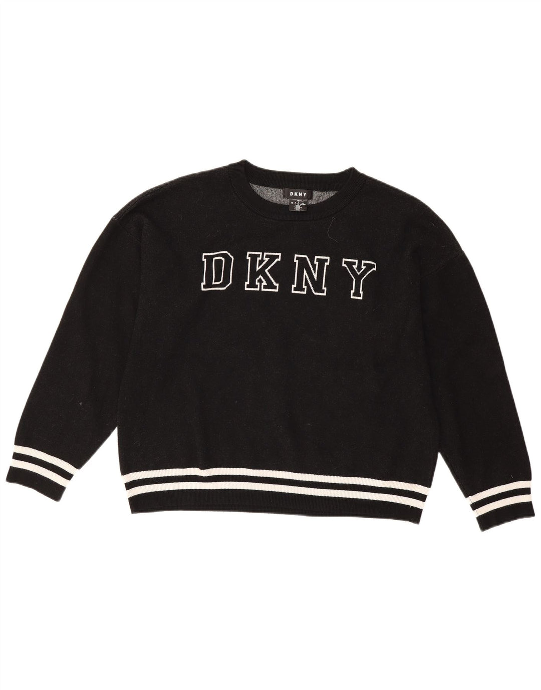 Suéter feminino Dkny com estampa gráfica grande Reino Unido 16 grande viscose preta