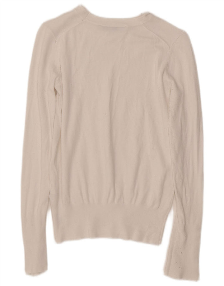 Suéter feminino ZARA com gola canoa Reino Unido 10 viscose branca pequena