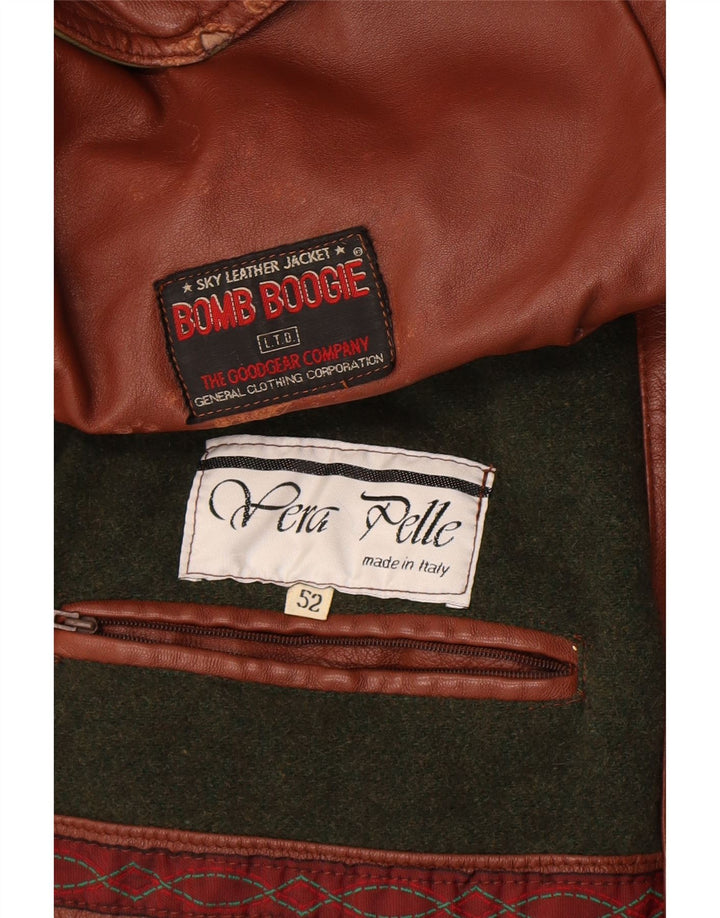 Jaqueta masculina de couro com capuz Bomb Boogie IT 52 XL couro marrom
