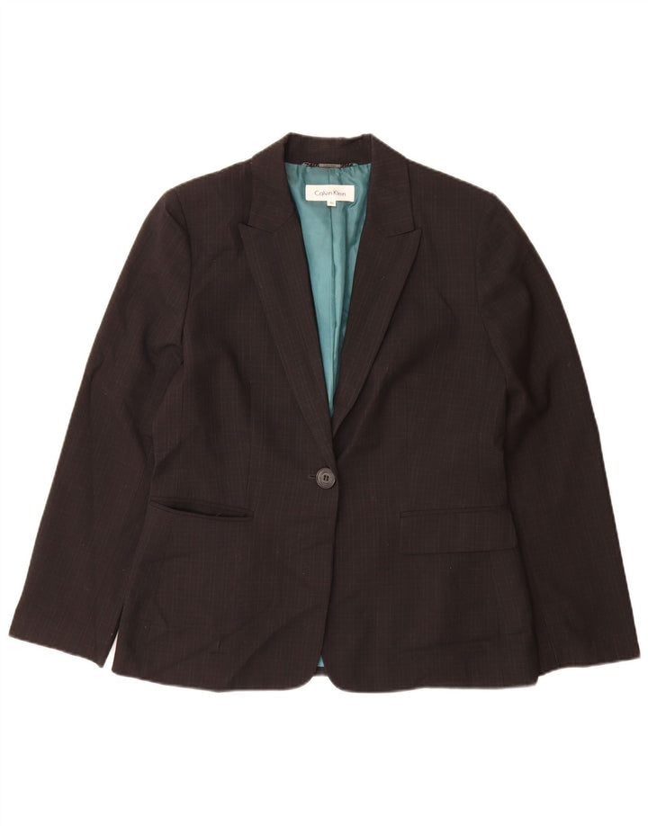 Jaqueta Blazer Feminina Calvin Klein Reino Unido 10 Pequeno Poliéster Xadrez Preto