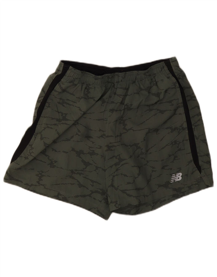 Shorts esportivos masculinos New Balance poliéster camuflado cáqui médio