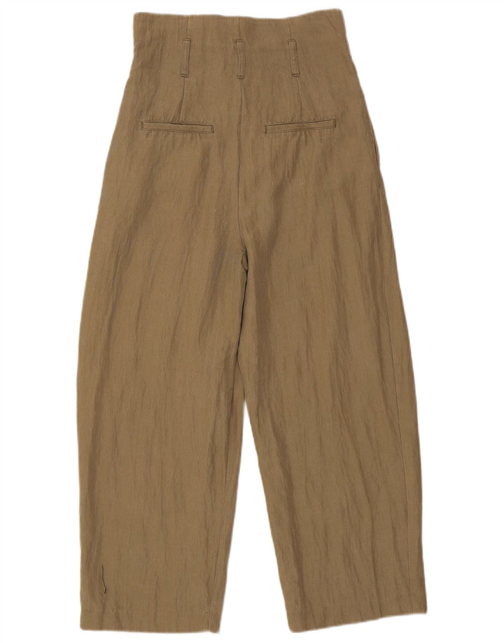 Zara Calça feminina cortada com pegged pequena W26 L24 cáqui