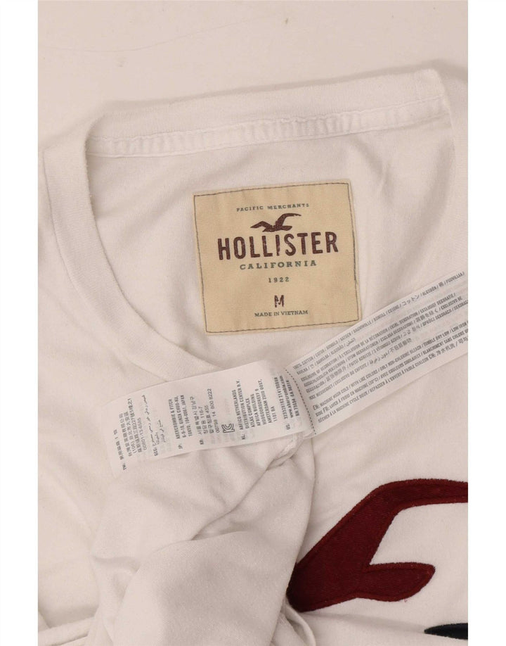Top gráfico masculino Hollister de manga comprida de algodão branco médio