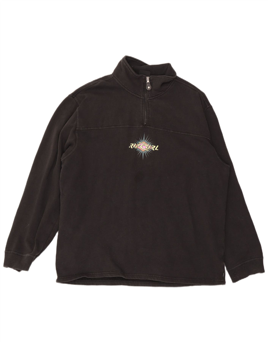 Moletom masculino RIP CURL com zíper e gola alta de algodão preto