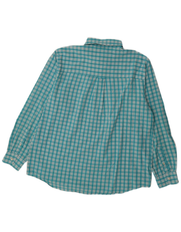 Camisa masculina Chaps Easy Care grande algodão xadrez azul
