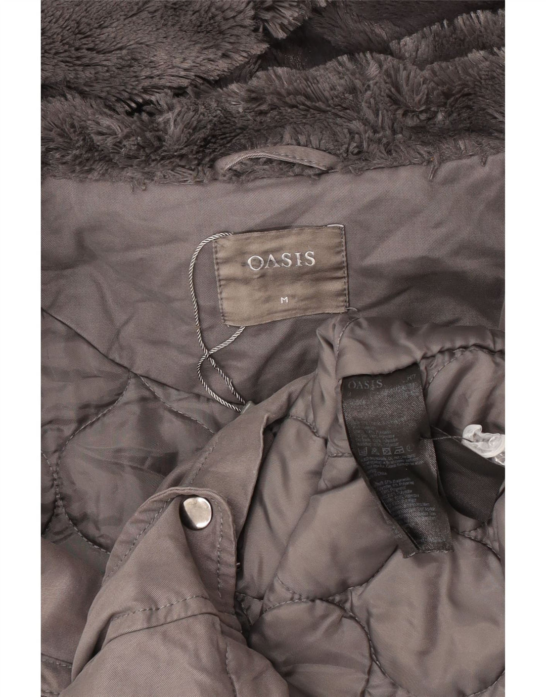 Jaqueta Parka Feminina Oasis com Capuz UK 14 Poliéster Cinza Médio