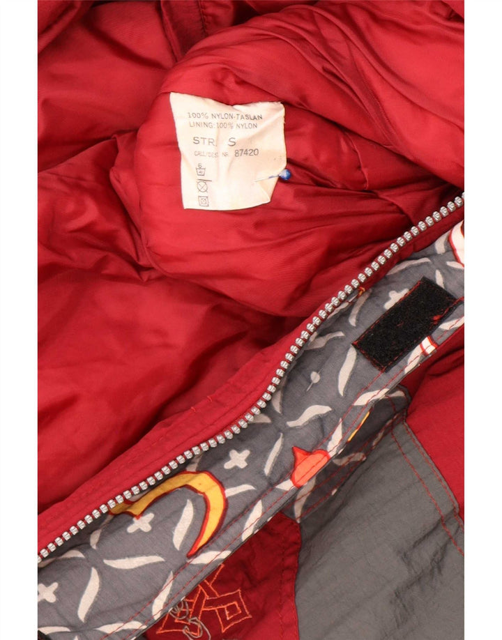 Macacão de esqui feminino X-Cape UK 10 pequeno nylon geométrico vermelho
