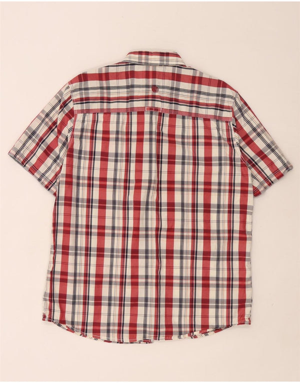 Camisa masculina de manga curta Fat Face grande algodão xadrez multicolorido