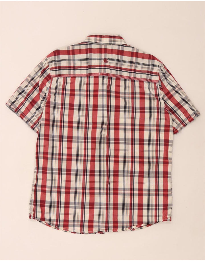 Camisa masculina de manga curta Fat Face grande algodão xadrez multicolorido