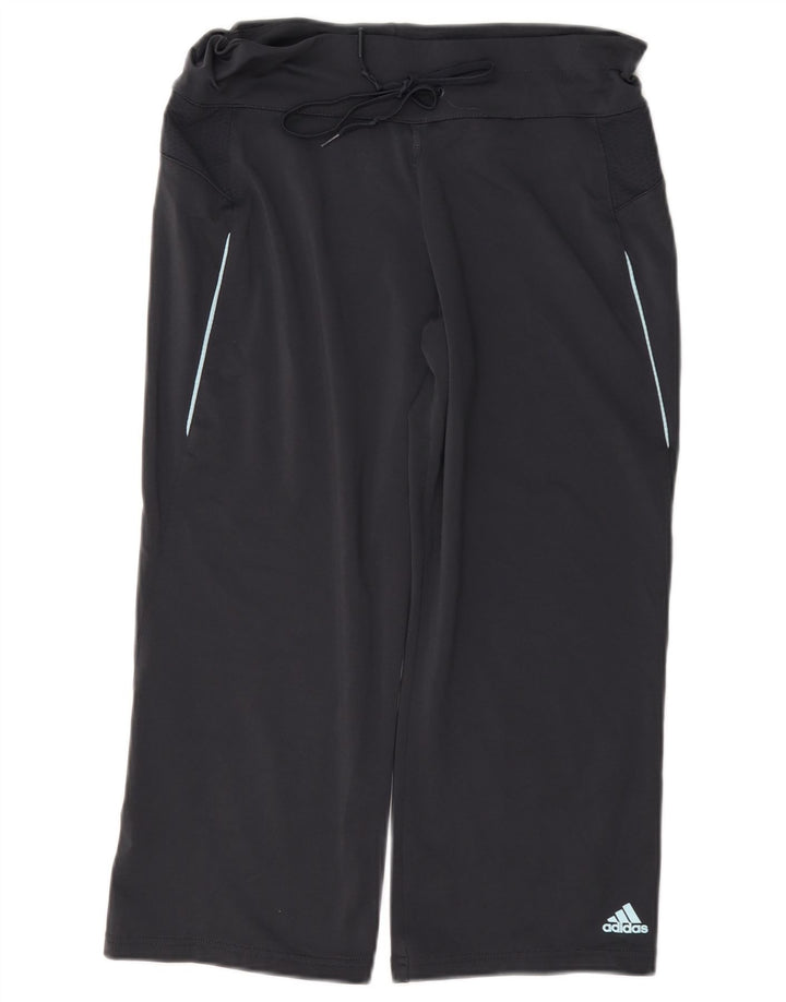 Adidas Mulheres Capri Calças De Treino UK 14 Cinza Médio