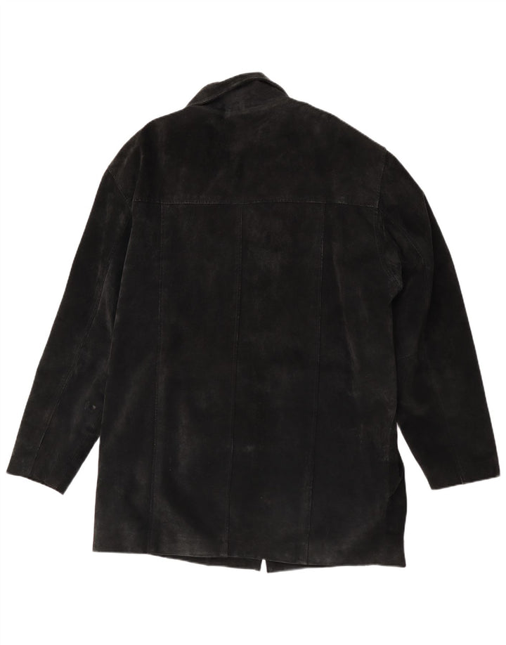 Casaco corta-vento masculino de camurça Ben Sherman Reino Unido 38 couro preto médio