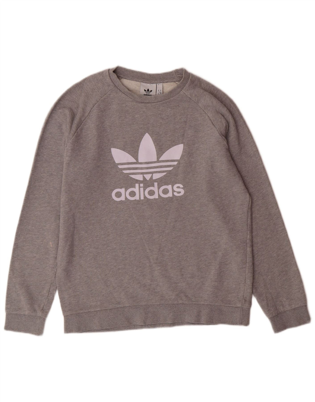 ADIDAS Mens Graphic Sweatshirt Jumper Pequeno Algodão Cinza