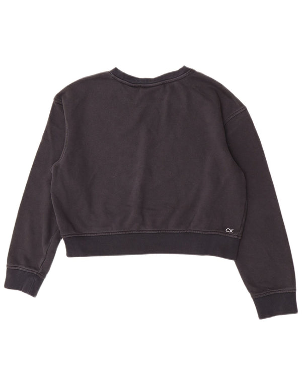 Calvin Klein moletom feminino com corte gráfico jumper UK 14 médio azul marinho