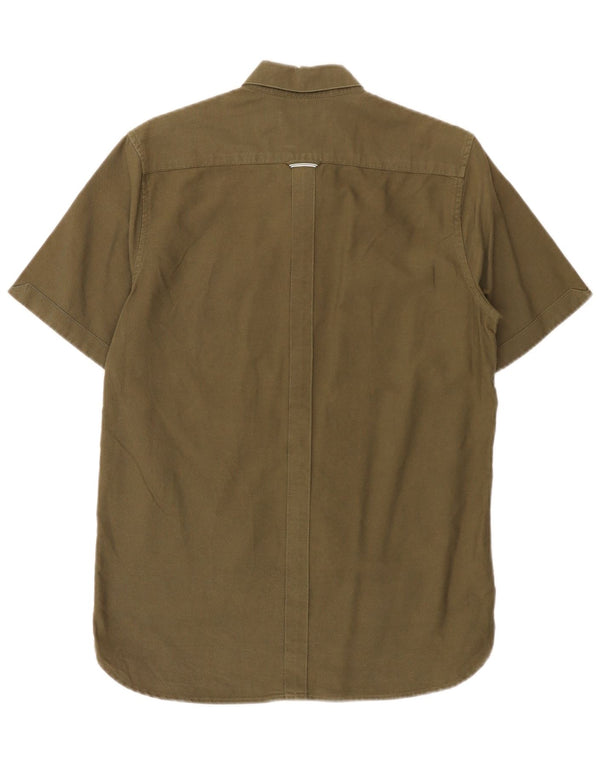 Fred Perry Camisa masculina de manga curta regular fit pequena algodão verde
