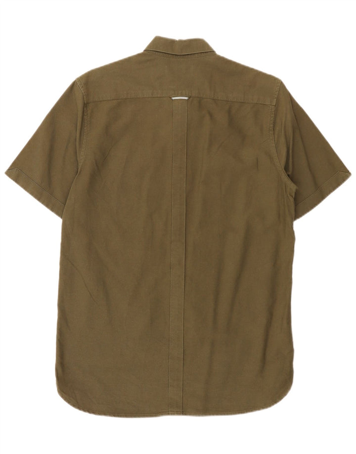 Fred Perry Camisa masculina de manga curta regular fit pequena algodão verde