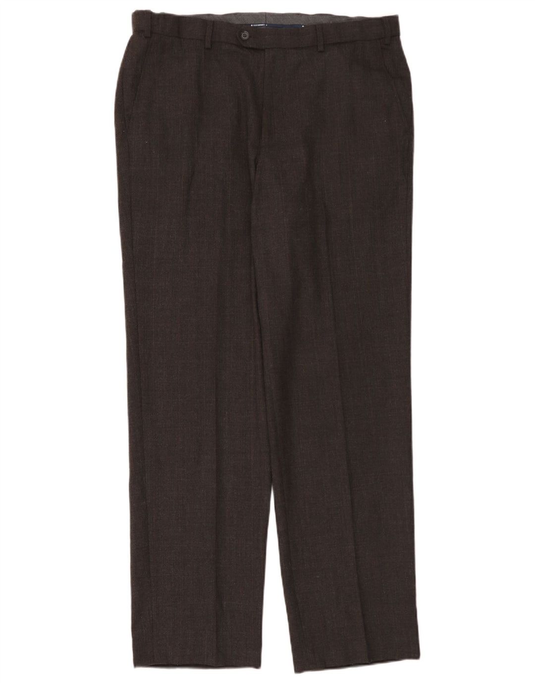 Calça masculina de ajuste regular reto Marks & Spencer W36 L33 lã cinza