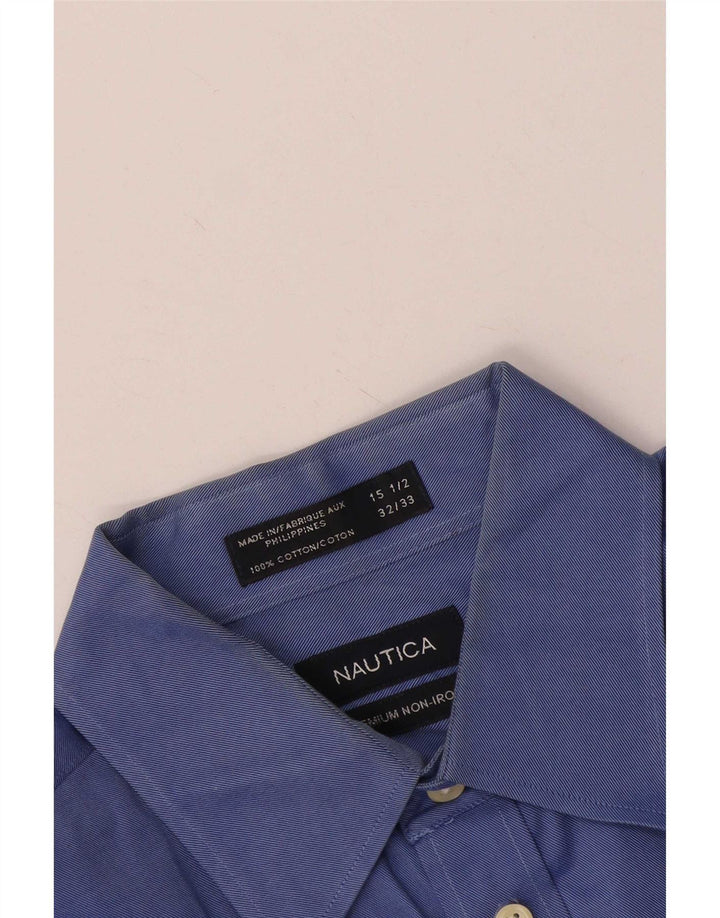 Camisa masculina Nautica tamanho 15 1/2 algodão azul médio