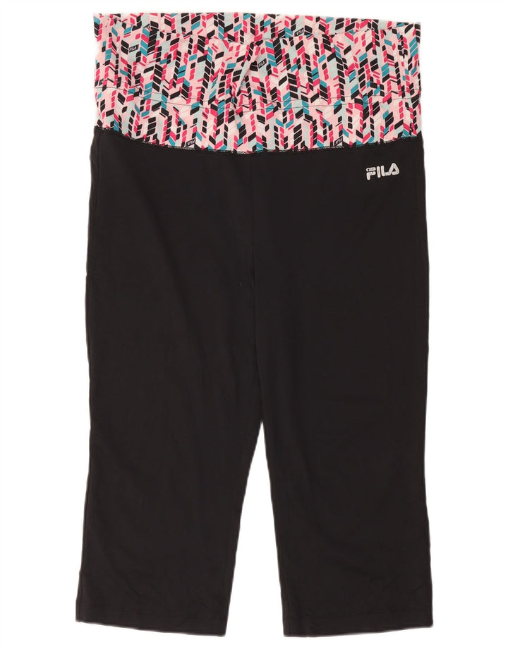 Fila Womens Capri Leggings UK 16 Grande Poliéster Geométrico Preto