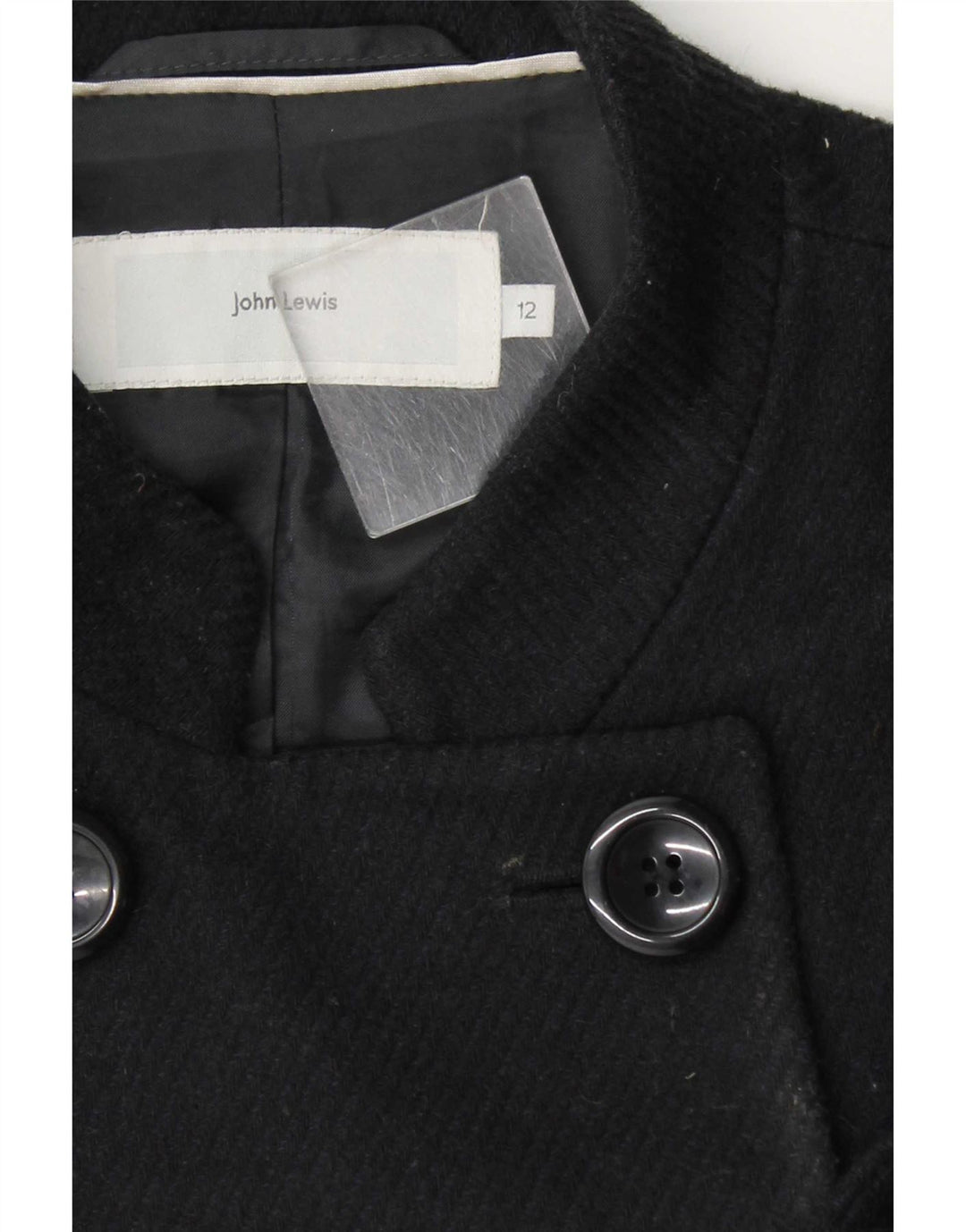Casaco feminino John Lewis com peito duplo Reino Unido 12 médio preto