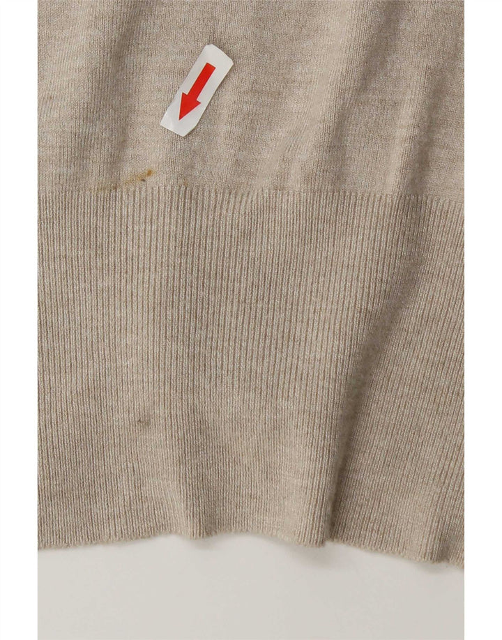 Suéter cardigã feminino Zara Reino Unido 14 rayon bege médio