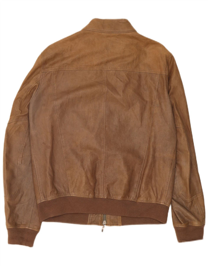 Jaqueta de couro masculina Jeckerson Reino Unido 42 XL marrom