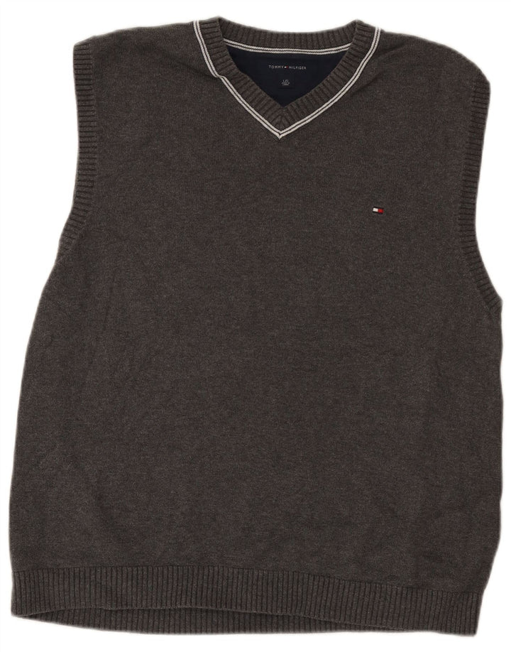 Tommy Hilfiger Mens Vest Tank Top Grande Algodão Cinza