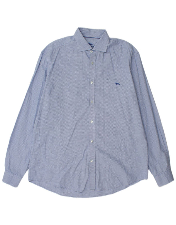 Camisa masculina Harmont & Blaine de ajuste estreito 3XL azul geométrica