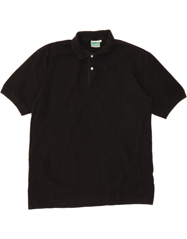 DIADORA Mens Polo Shirt IT 54 XL Black Cotton Vintage Diadora and Second-Hand Diadora from Messina Hembry 