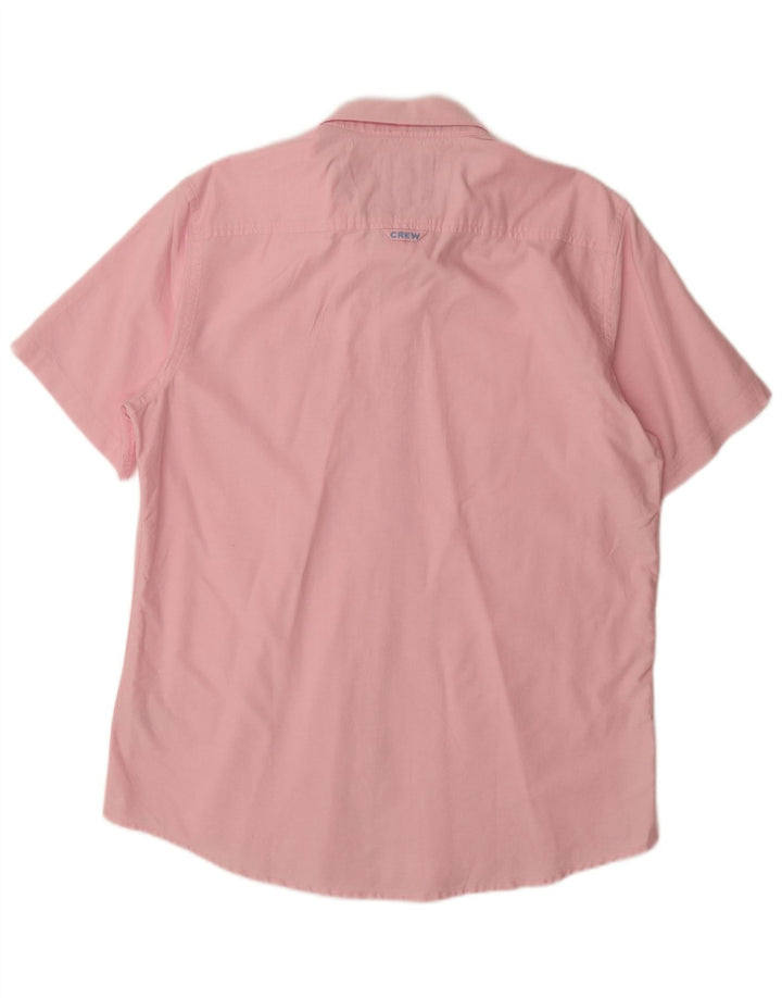 J. CREW Camisa masculina de manga curta grande algodão rosa