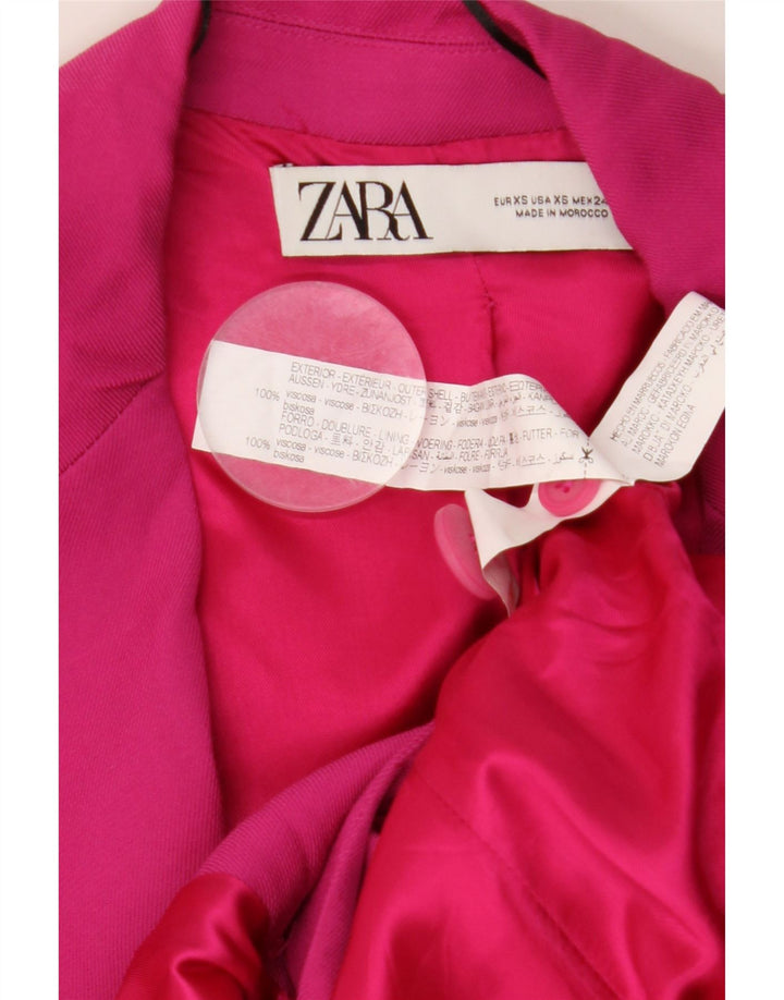 Jaqueta blazer feminina ZARA com ajuste solto e peito duplo Reino Unido 6 XS rosa viscose