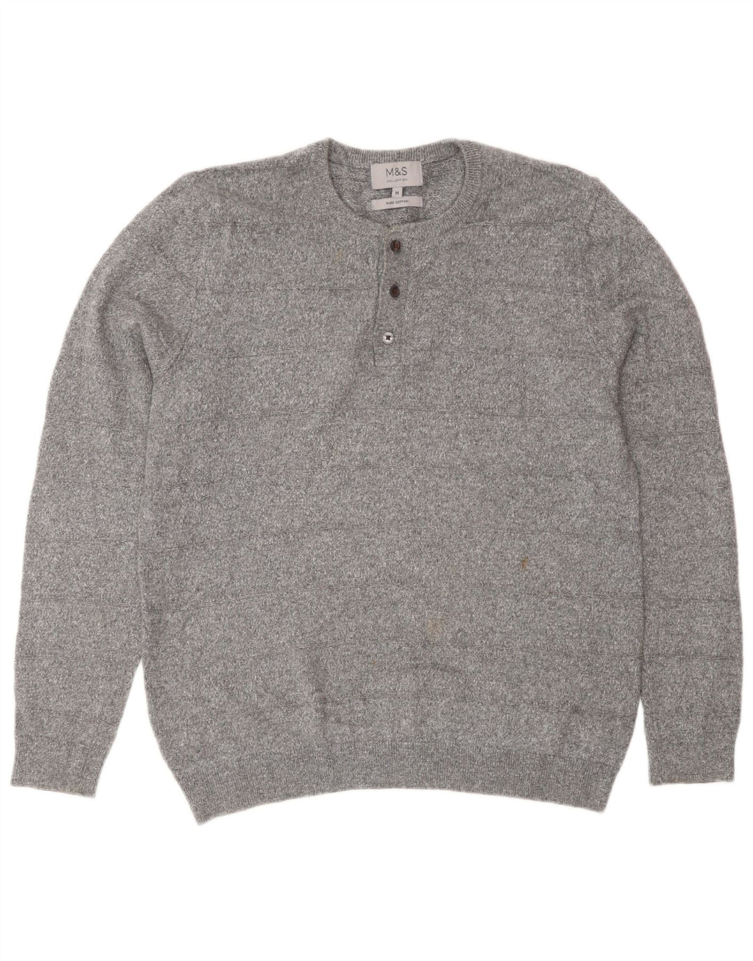 Suéter masculino Marks & Spencer com gola redonda e algodão cinza médio
