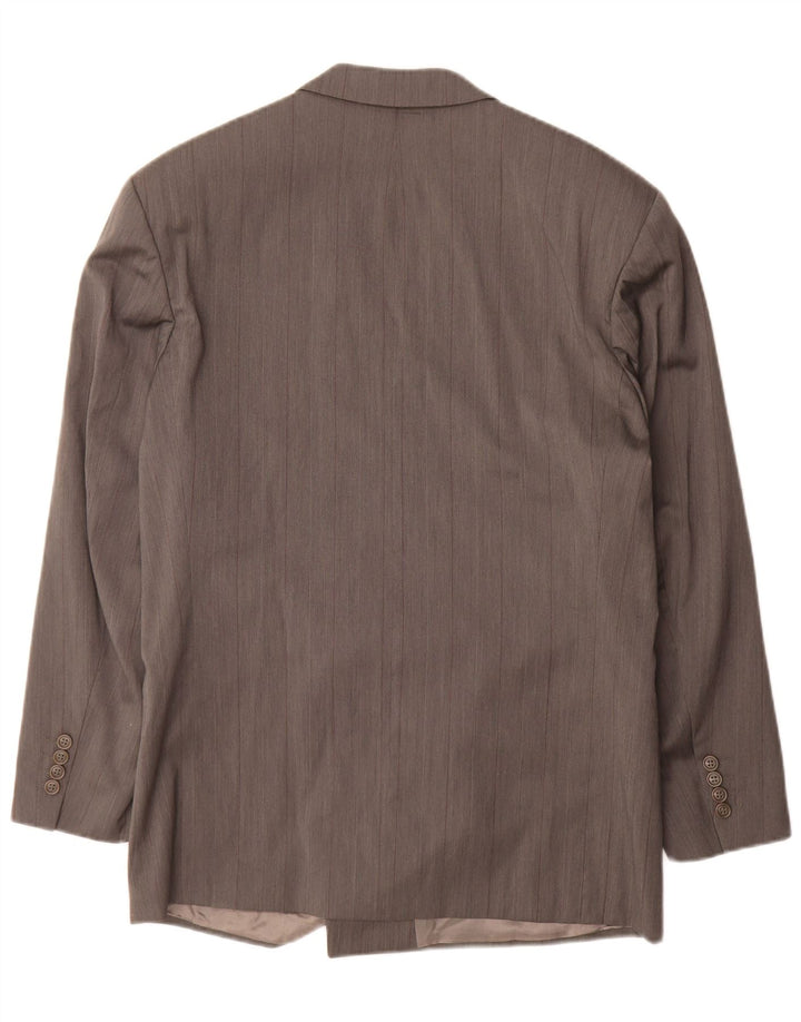 Jaqueta blazer masculina Hugo Boss com peito duplo IT 50 lã listrada cinza grande